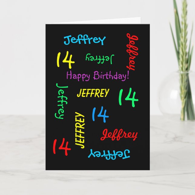 Personalized Greeting Card, 14th Birthday Card (Front)