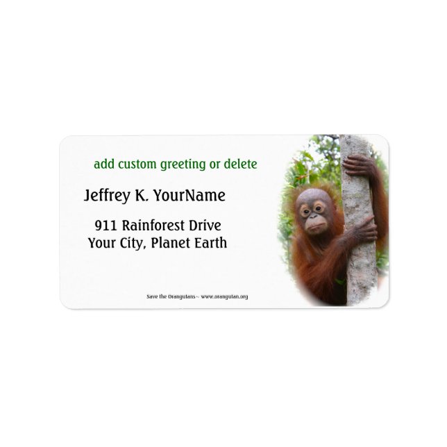 Personalized Greeting Recess for Orangutans Label (Front)