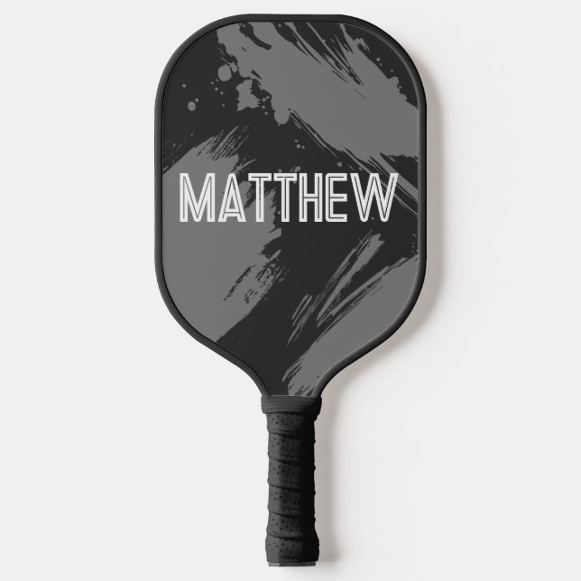 Personalized Grey Abstract Custom Name Pickleball Paddle (Front)