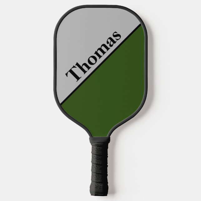 Personalized Grey and Forest Green Pickleball Paddle (Back)