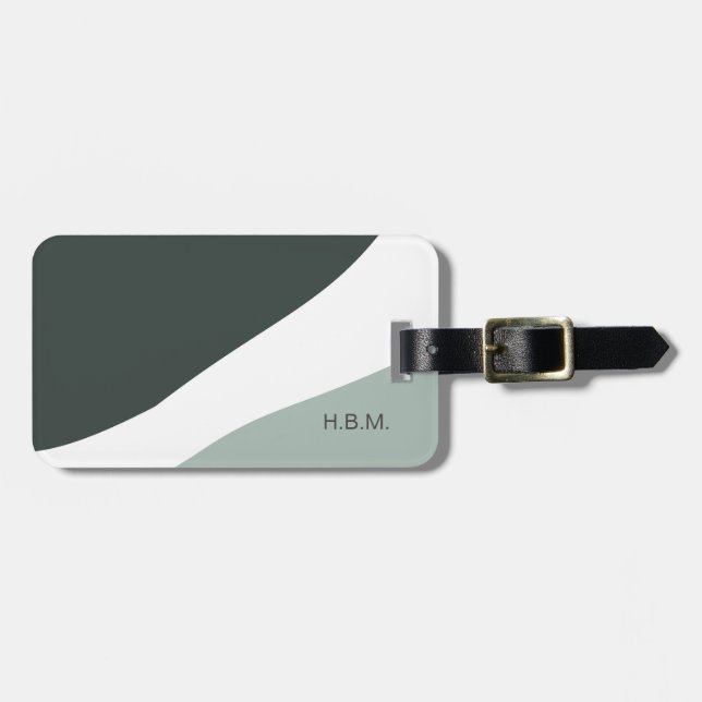 Personalized Grey and Green colour block Luggage Tag (Front Horizontal)