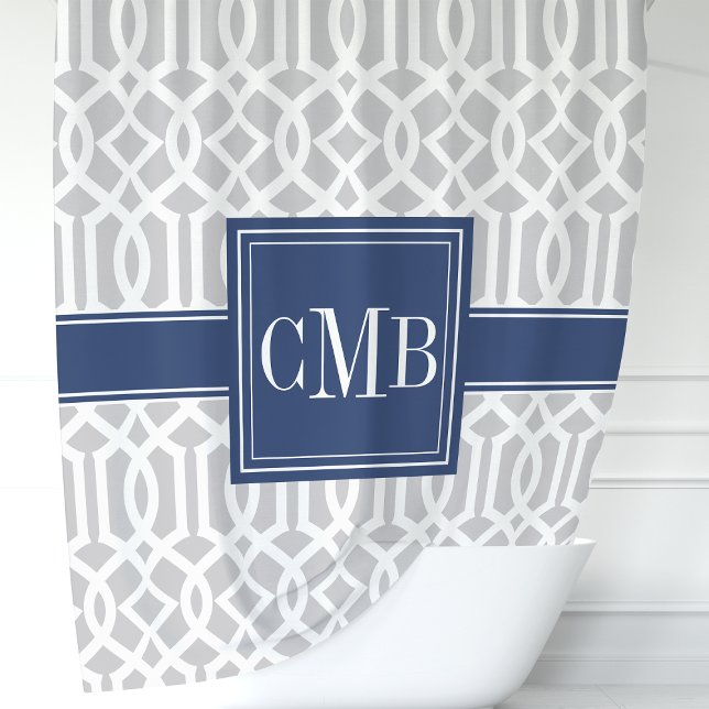 Personalized Grey and Navy Blue Moroccan Trellis (Creator Uploaded)