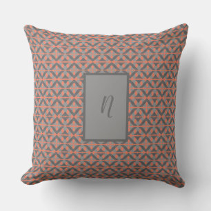 Personalized grey and orange throw pillow
