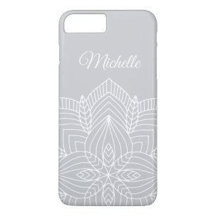 Personalized Grey and White Mandala Case-Mate iPhone Case
