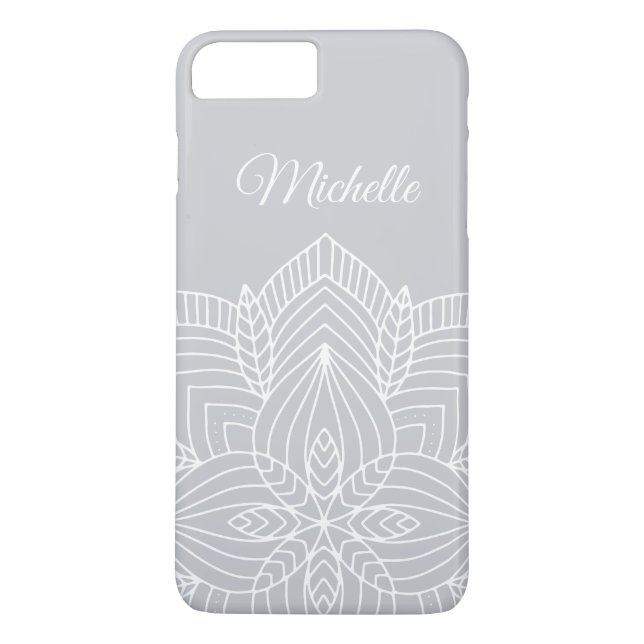 Personalized Grey and White Mandala Case-Mate iPhone Case (Back)