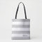 Personalized Grey and White Striped Tote