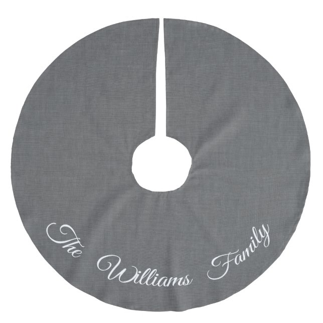 Personalized Grey and White Tree Skirt (Front)