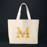 Personalized grey and yellow monogram tote bags<br><div class="desc">Personalized name grey and yellow monogram tote bag Elegant logo design with monogrammed letter initials. Cute vintage favour gift idea for bride to be and brides entourage; flower girls, maid of honour, matron of honour, mother of the bride, mother of the groom and bridesmaids at wedding, bridal shower, engagement etc....</div>