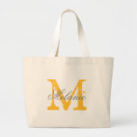 Personalized grey and yellow monogram tote bags<br><div class="desc">Personalized name grey and yellow monogram tote bag Elegant logo design with monogrammed letter initials. Cute vintage favour gift idea for bride to be and brides entourage; flower girls, maid of honour, matron of honour, mother of the bride, mother of the groom and bridesmaids at wedding, bridal shower, engagement etc....</div>