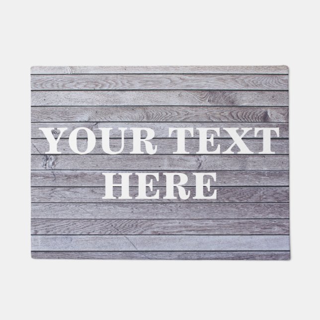 Personalized Grey Bamboo Wood Doormat (Front)