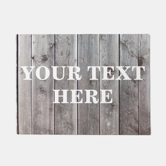 Personalized Grey Bamboo Wood Doormat (Front)