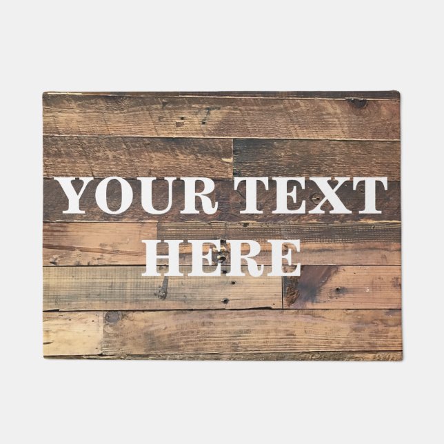 Personalized Grey Bamboo Wood Doormat (Front)