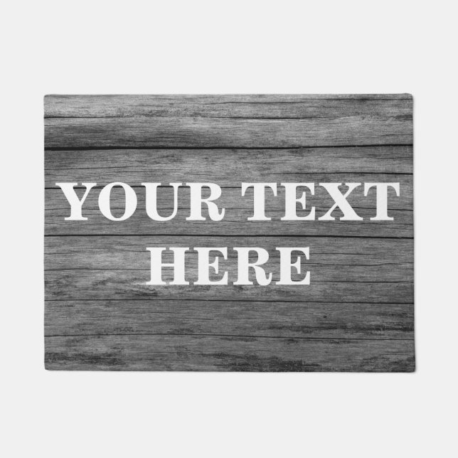 Personalized Grey Bamboo Wood Doormat (Front)