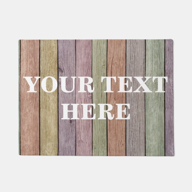 Personalized Grey Bamboo Wood Doormat (Front)