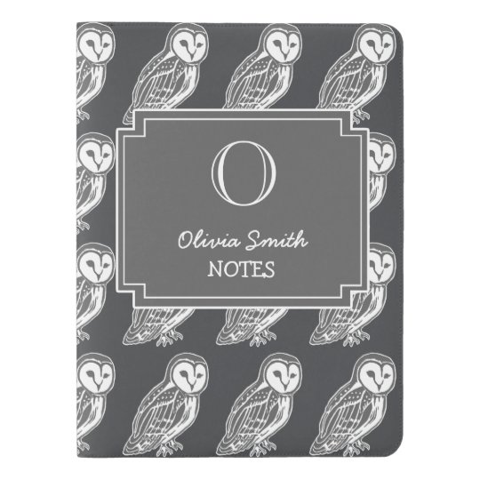Personalized Grey Barn Owls Notebook