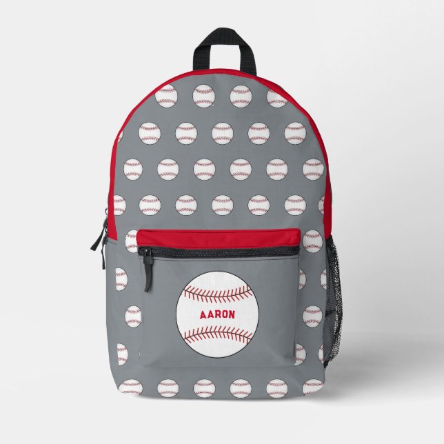 Personalized Grey Baseball Backpack  (Front)