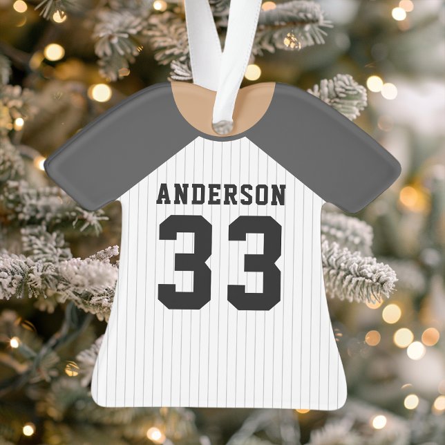 Personalized Grey Baseball Jersey Ornament (Creator Uploaded)