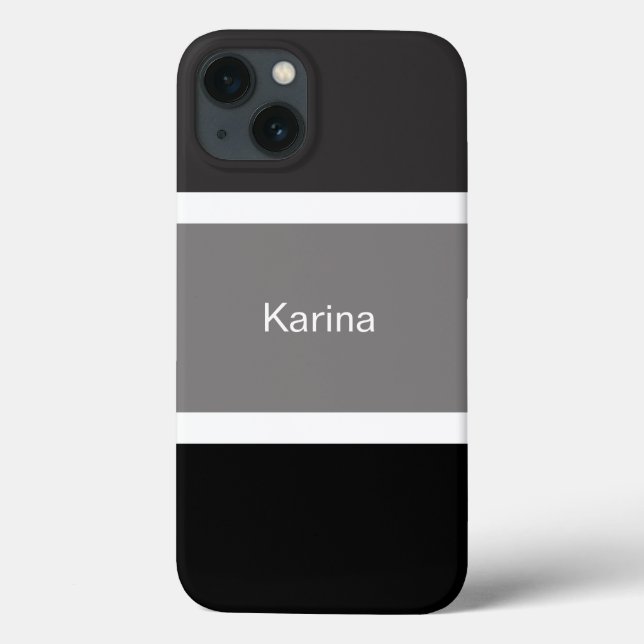 Personalized Grey Black And White Stripes Stylish Case-Mate iPhone Case (Back)