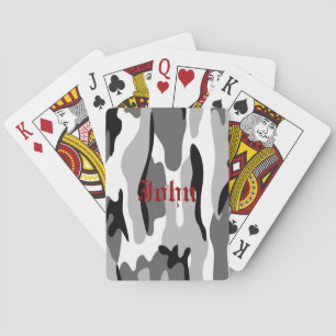 Personalized Grey & Black Camouflage Playing Cards