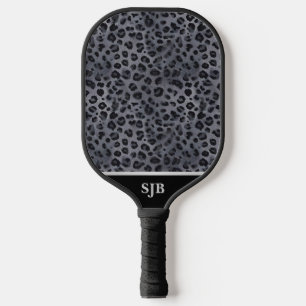 Personalized Grey & Black Leopard Pickleball Padd Paddle