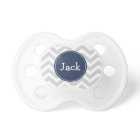 Personalized Grey & Blue chevron strip pacifier
