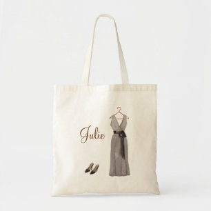 Personalized Grey Bridesmaid Tote Bag