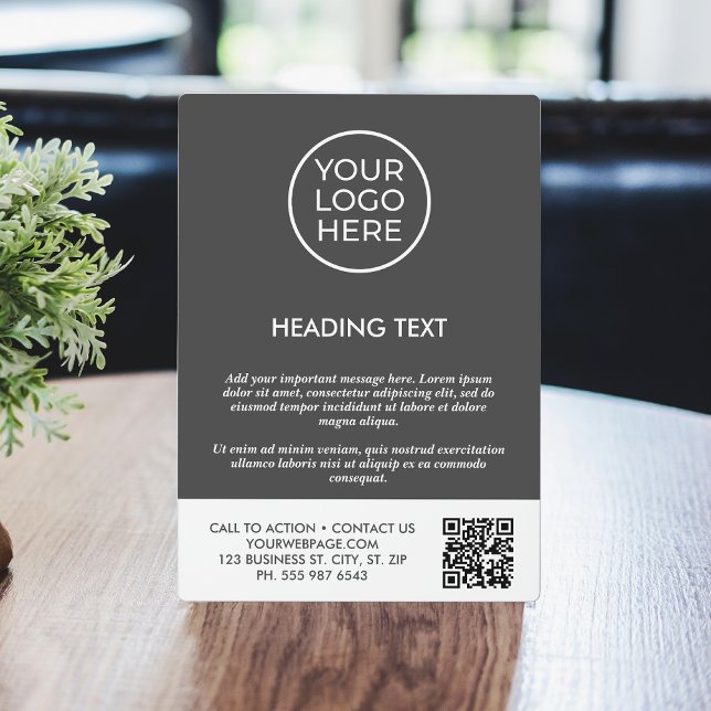 Personalized Grey Business Logo QR Code Plaque (Creator Uploaded)