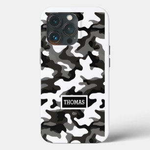 Personalized Grey Camo iPhone 13 Pro Case