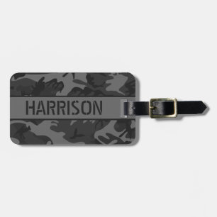 Personalized Grey Camo Luggage Tag