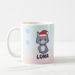 Personalized Grey Cat Christmas Mug