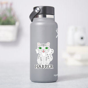 Personalized Grey Cat Name Label