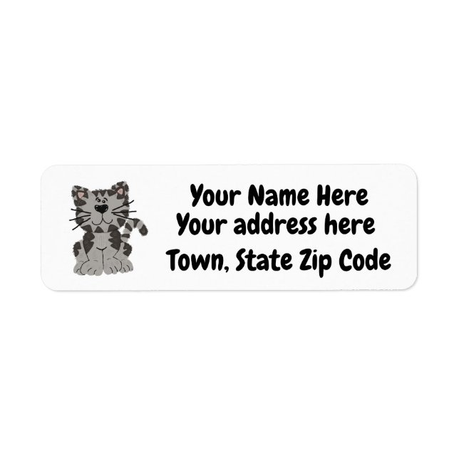 Personalized Grey Cat Return Address Labels (Front)