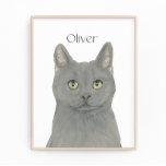 Personalized Grey Chartreux Cat Photo Print<br><div class="desc">I am in love with this beautifully detailed watercolor illustration of a grey chartreux cat! Personalize these art prints with your name or monogram to compliment your decor and change fonts by selecting the "edit using design tool" option at personalization. Shop the rest of my collection for the sweetest housewarming,...</div>