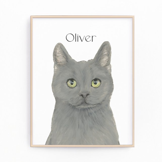 Personalized Grey Chartreux Cat Photo Print (Creator Uploaded)