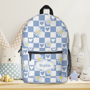 Personalized Grey Chequered Backpack