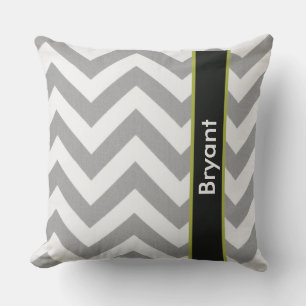 Personalized Grey Chevron Throw Pillow