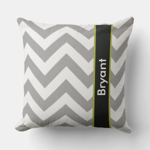 Personalized Grey Chevron Throw Pillow