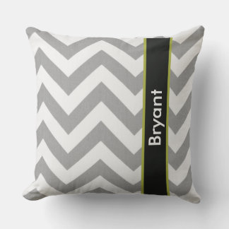 Personalized Grey Chevron Throw Pillow