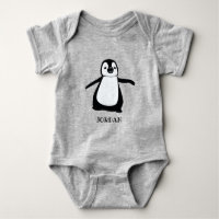 Personalized grey cute penguin illustration baby