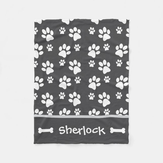 Personalized Grey Dog Blanket Puppy Gift  (Front)