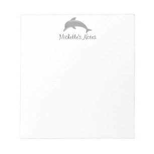 Personalized grey dolphin animal design notepad