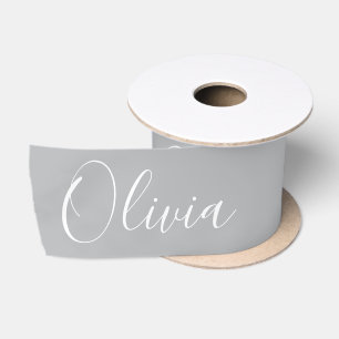 Personalized Grey Elegant Name Satin Ribbon