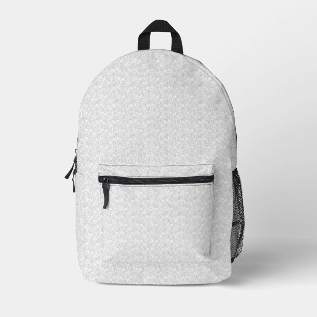 Personalized Grey Floral Backpack (Front)
