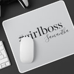 Personalized Grey #GirlBoss Name  Mouse Pad<br><div class="desc">Channel calm confidence with this minimalist grey #girlboss mouse pad, personalized with your name in a chic script. The soft grey background and black typography offer a sleek, professional look—perfect for the modern woman who means business. Whether you're gifting it to a friend, colleague, or treating yourself, this empowering desk...</div>