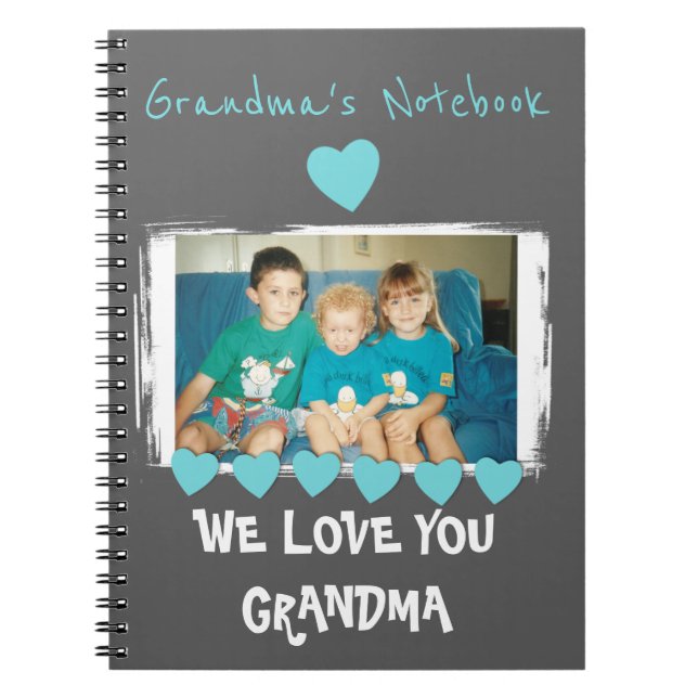 Personalized grey Grandma photo Notebook (Front)