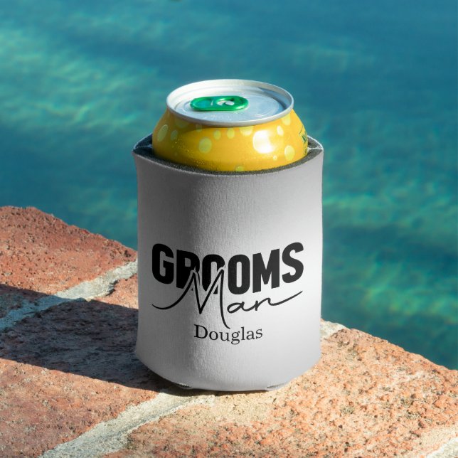 Personalized  Grey Groomsman  Can Cooler (In Situ Pool)