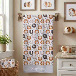 Personalized Grey Guinea Pig Kids Beach Towel