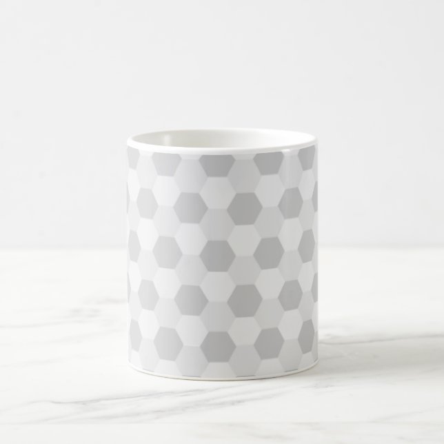 Personalized Grey hexagon background Coffee Mug (Center)