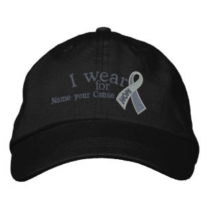 Personalized Grey Hope Ribbon Awareness Your Text Embroidered Hat