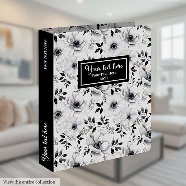 Personalized grey hues floral recipe binder (Personalized grey hues floral recipe binder)